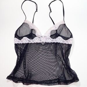 Rampage Black Mesh Lace Trim Cami